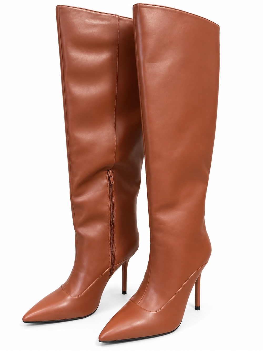 AAJ by Aminah Isabella Knee High Boots Brown Size 9M Pointed Toe Stiletto NIB